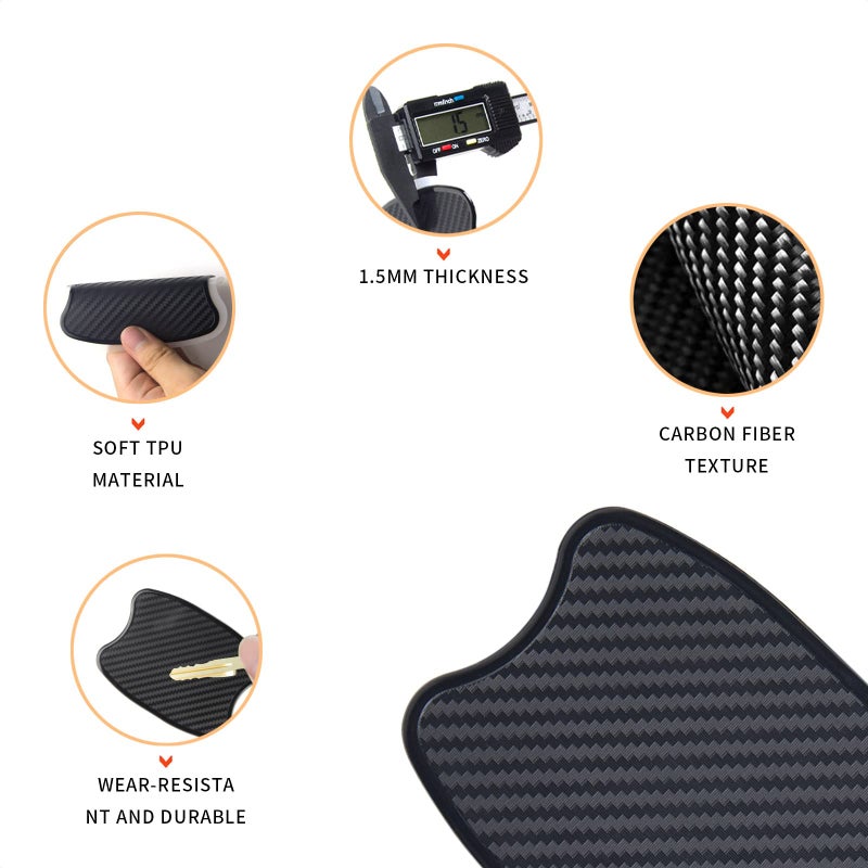 TANGSEN 4Pcs Universal 3D Carbon Fiber Texture Automotive Door Cup Handle Recess Paint Protector Cover Scratch Non-Marking TPU Personalize Pad Sticker (S) - Image 4